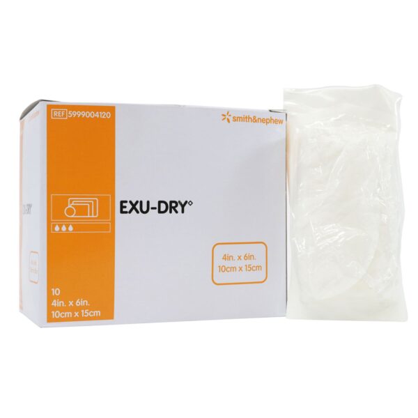 Super Absorbent Dressing Exu-Dry by Smith & Nephew - 4 x 6 Inch Rectangle, Part Number 5999004120