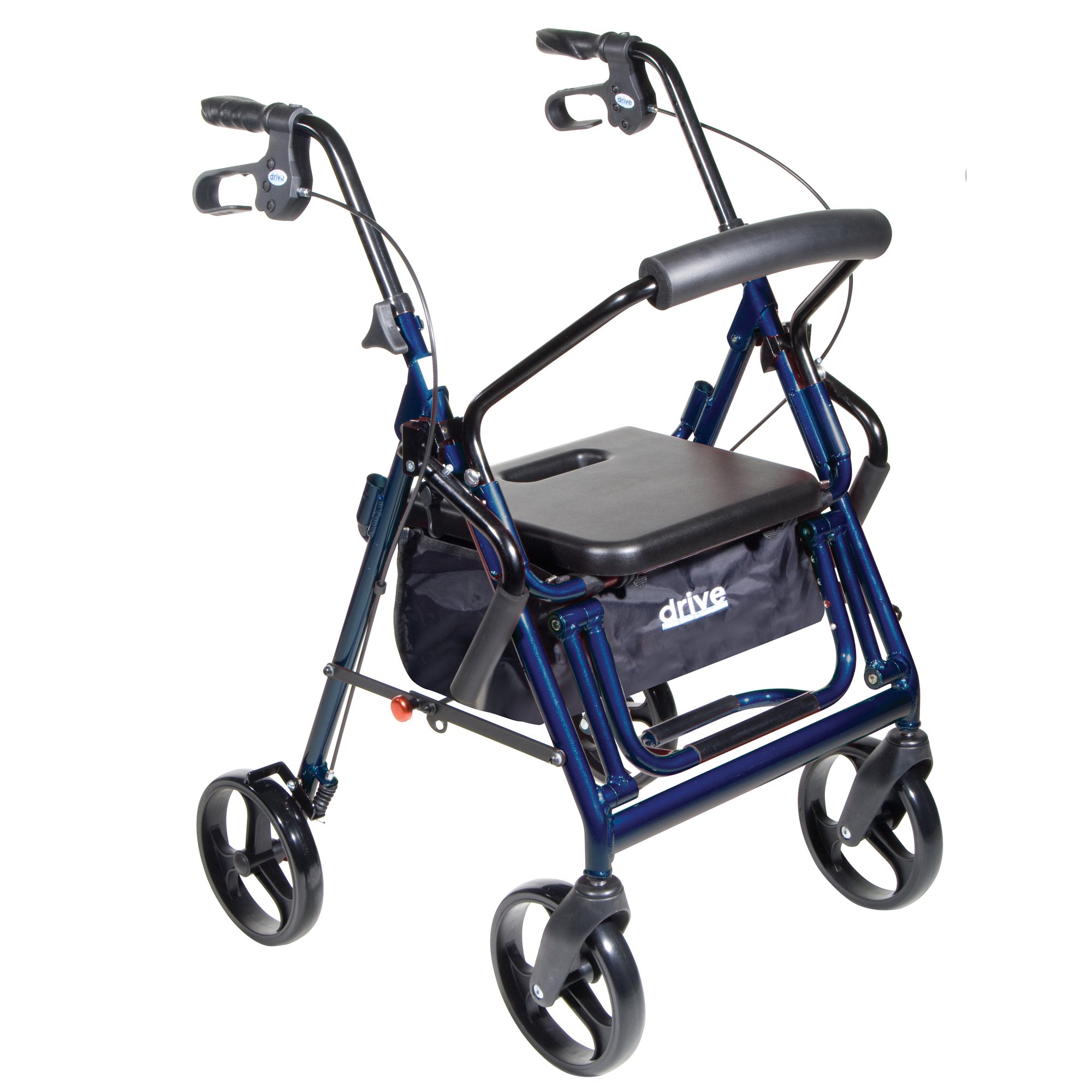 Drive Medical Duet 4 Wheel Rollator and Transport Chair - Model 795B with Adjustable Height and Folding Aluminum Frame