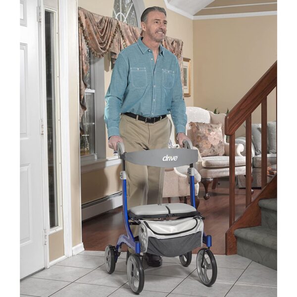 Drive Nitro DLX Blue 4-Wheel Rollator with Adjustable Height and Folding Aluminum Frame - Image 5