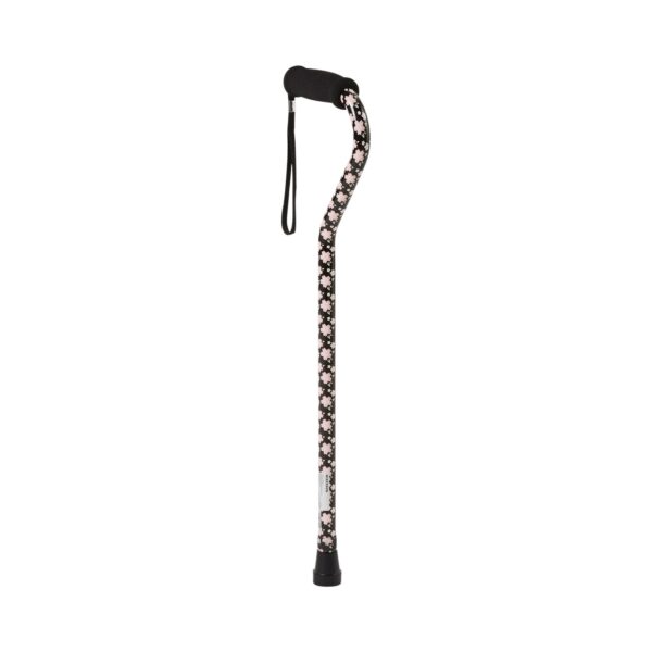 McKesson Offset Aluminum Cane with Pink Floral Design * Adjustable 30 to 39 Inches, Supports Up to 300 lbs - Image 3
