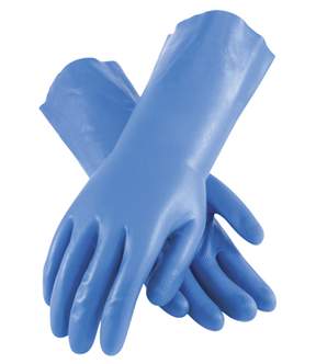 PIP Assurance Medium Nitrile Utility Gloves - 13 Inch Blue Work Gloves with Raised Diamond Grip Pattern