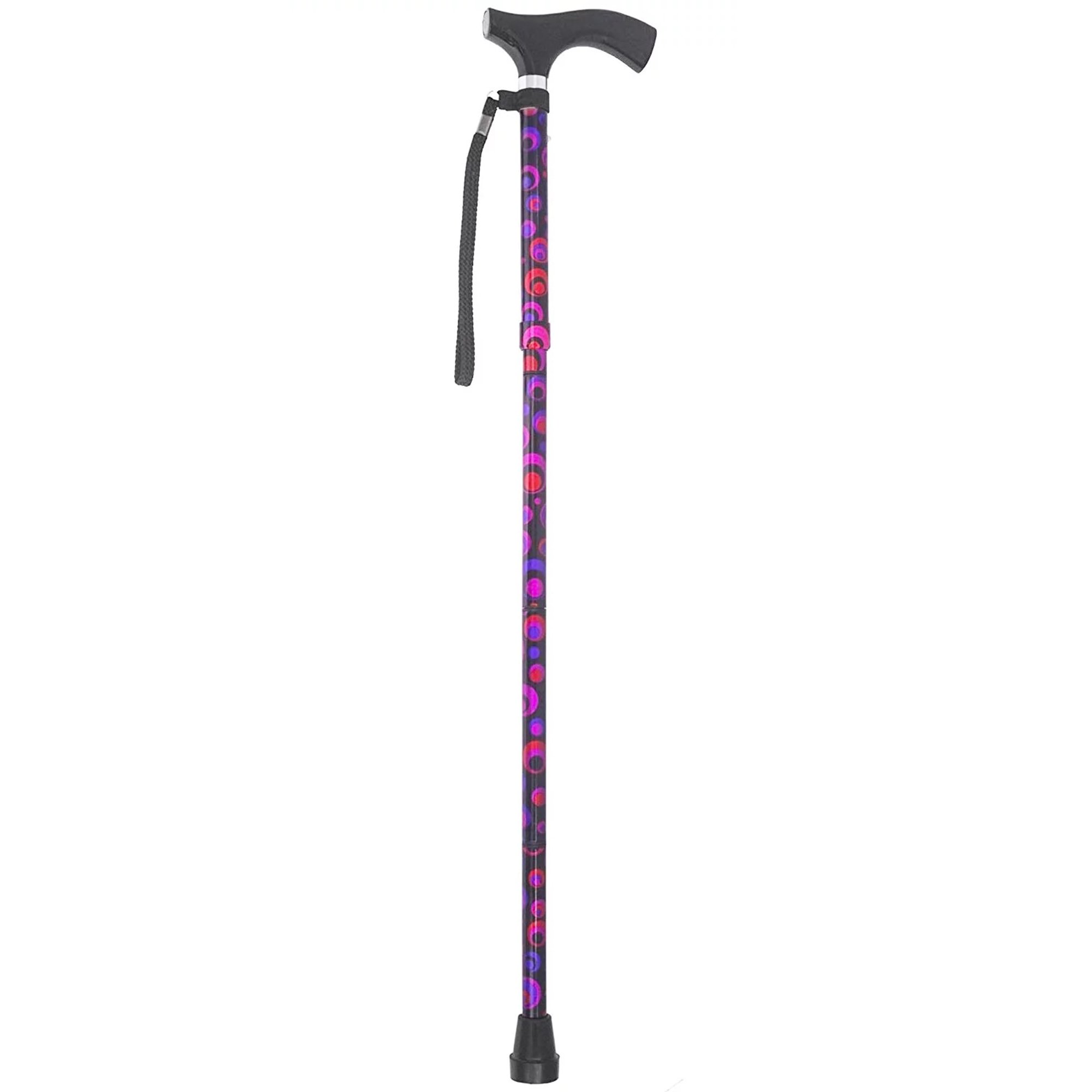 Folding Cane Switch Sticks Aluminum 32 to 37 Inch Height with Circle Print - Brand 502-2000-5102