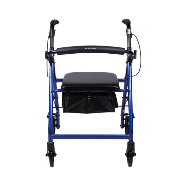 McKesson 4 Wheel Blue Rollator with Adjustable Height and Folding Aluminum Frame - Part #146-R726BL - Image 2