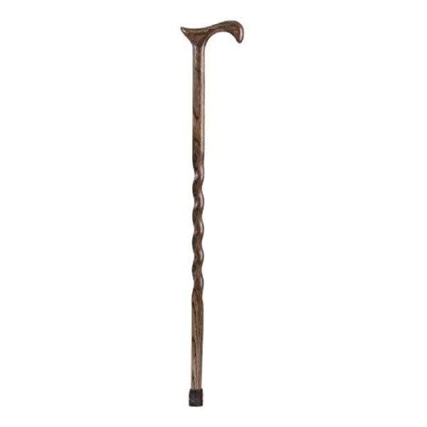 Brazos Twisted Wood T-Handle Cane - 37 Inch Height, Oak with Dark Gray Finish, 250 lb Capacity - Image 2