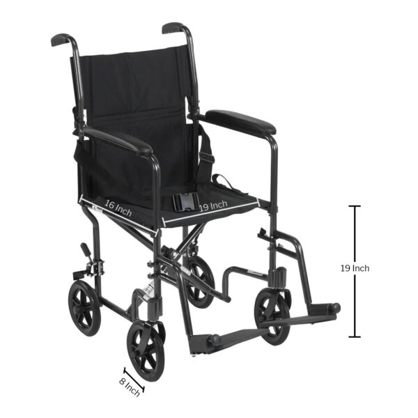 McKesson Transport Chair with 19-Inch Seat Width and Swing-Away Footrests - Model 146-ATC19-BK - Image 2