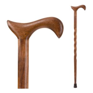 Brazos Twisted Wood T-Handle Cane - 34 Inch Height, 250 lb Capacity