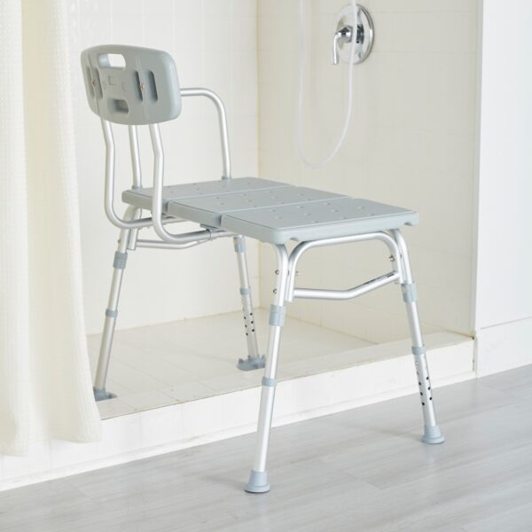 McKesson Knocked Down Bath Transfer Bench with Removable Arm Rail - 17.5 to 22.5 Inch Seat Height, 400 lb Capacity, Gray - Part Number 146-12011KD-2 - Image 5