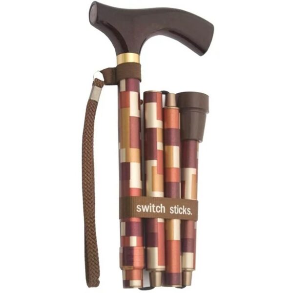 Folding Cane Switch Sticks Aluminum 32-37 Inch with Maple Pattern - Medline Part 502-2000-5110 - Image 2