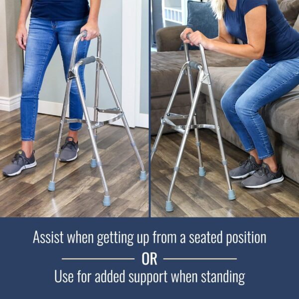 DMI Hemi Aluminum Frame Side Step Folding Walker - Supports Up to 250 lbs, Adjustable Height 30 to 35 Inches - Image 9