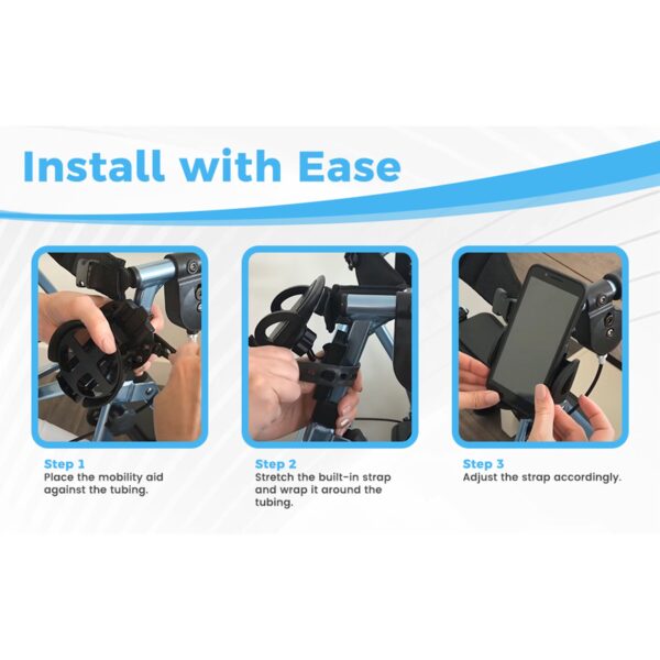 Easy Mobility Walker and Wheelchair Combo Pack with Cup Holder, Phone Holder, and Hooks - Part Number 760 - Image 3