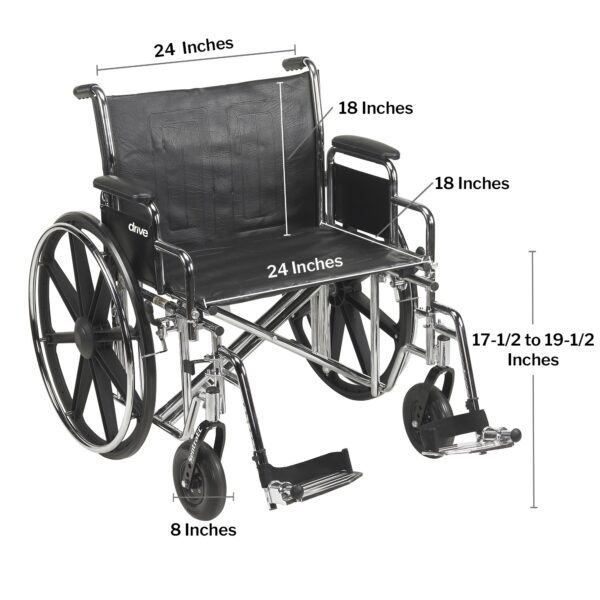 McKesson Bariatric Wheelchair with 24-Inch Seat Width and Dual Axle Design - Image 2