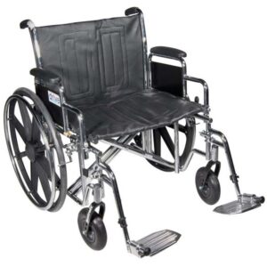 Bariatric Drive Sentra EC Heavy Duty Dual Axle Wheelchair with Elevating Legrests, 24-Inch Seat Width, Black Upholstery, Part Number STD24ECDFA-ELR