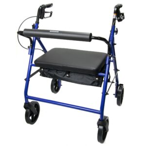 McKesson Bariatric 4 Wheel Rollator with Adjustable Height and Heavy Duty Steel Frame