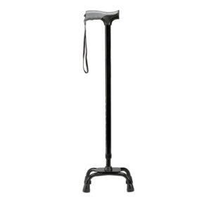 Drive Medical Small Base Quad Cane with Soft Grip - Aluminum, 31 to 40 Inch Height, Black (Part Number: FGA52300 0000)