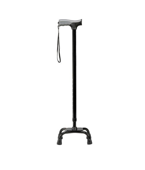 Drive Medical Small Base Quad Cane with Soft Grip - Aluminum, 31 to 40 Inch Height, Black (Part Number: FGA52300 0000)