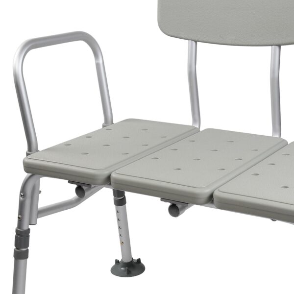 McKesson Knocked Down Bath Transfer Bench with Removable Arm Rail - 17.5 to 22.5 Inch Seat Height, 400 lb Capacity, Gray - Part Number 146-12011KD-2 - Image 2