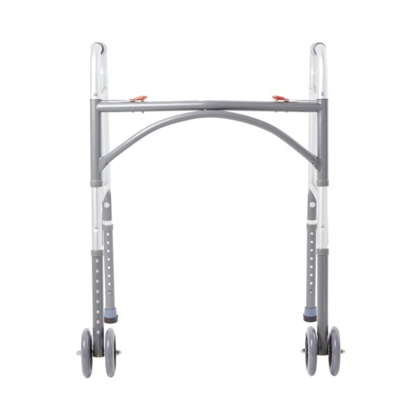 McKesson Bariatric Dual Release Folding Walker with Wheels - Adjustable Height, Steel Frame, 500 lbs Capacity (Part Number 146-10220-2WW) - Image 2