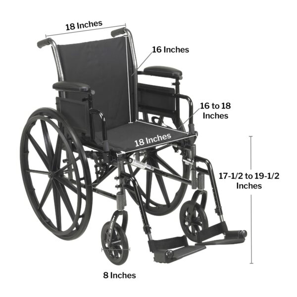 McKesson Lightweight Wheelchair with Dual Axle - 18 Inch Seat Width, Silver Vein Finish - Image 5