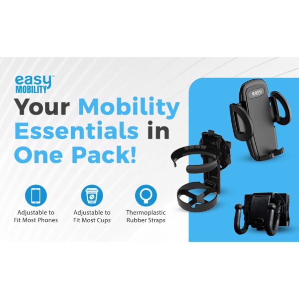 Easy Mobility Walker and Wheelchair Combo Pack with Cup Holder, Phone Holder, and Hooks - Part Number 760 - Image 5