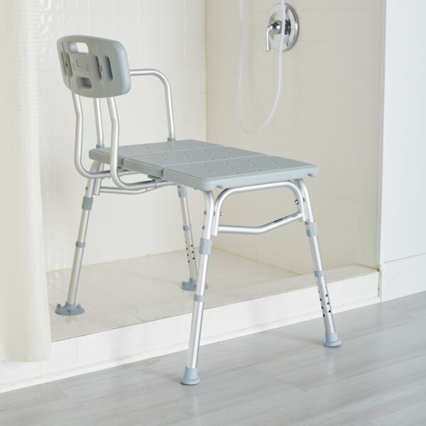 McKesson Knocked Down Bath Transfer Bench with Removable Arm Rail, 17.5 to 22.5 Inch Seat Height, 400 lbs Capacity - Image 5