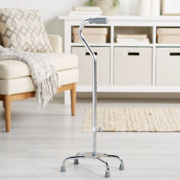 McKesson Large Base Quad Cane with Steel Construction, Chrome Finish, 29 to 37-1/2 Inch Adjustable Height - Image 5