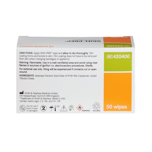 Smith and Nephew Skin Barrier Wipe Skin-Prep 75-100% Isopropyl Alcohol, Part Number 420400 - Image 4