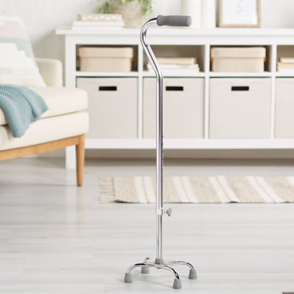McKesson Small Base Quad Cane - Steel, Adjustable 30 to 39 Inches, Chrome Finish - Image 5