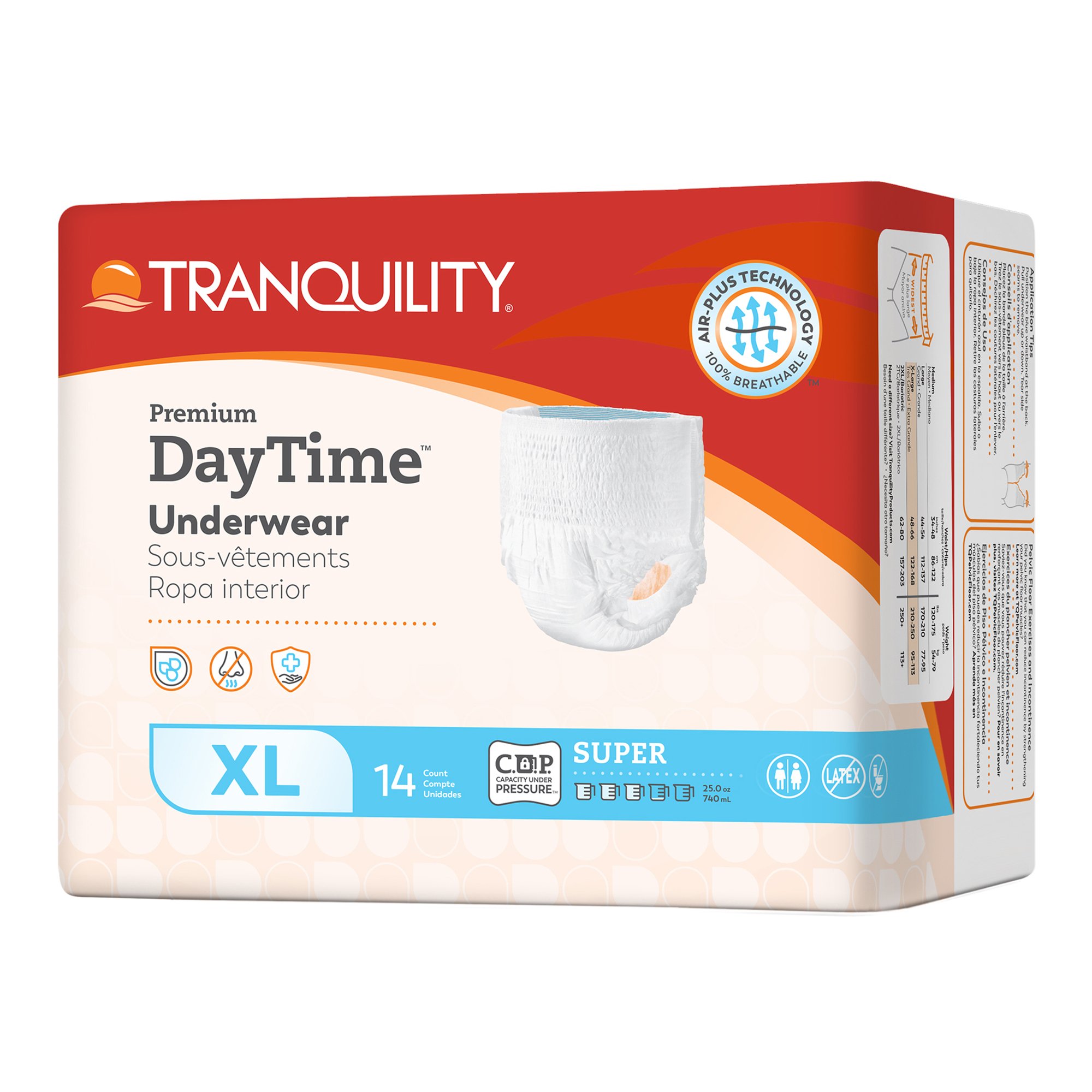 Tranquility Premium Daytime Unisex Adult Absorbent Underwear, X-Large - Heavy Absorbency with Air-Plus Technology