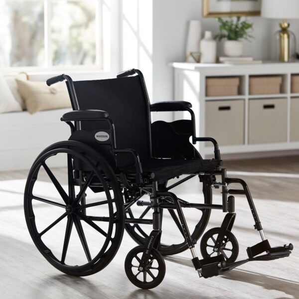 McKesson Dual Axle Lightweight Wheelchair with Swing-Away Footrest and 20-Inch Seat * Black Upholstery, Model 146-K320DDA-SF - Image 5