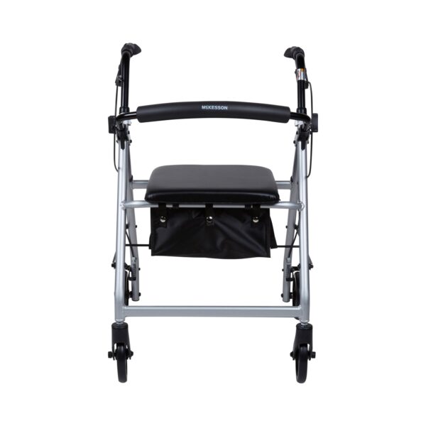 McKesson 4 Wheel Silver Rollator with Adjustable Height and Folding Aluminum Frame - Part #146-R726SL - Image 2