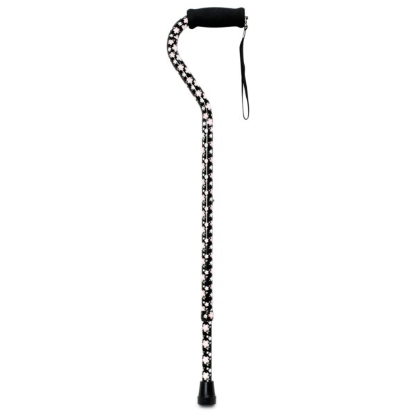 McKesson Offset Cane with Pink Floral Design, 30 to 39 Inch Height Adjustment, Part Number 146-RTL10303PF