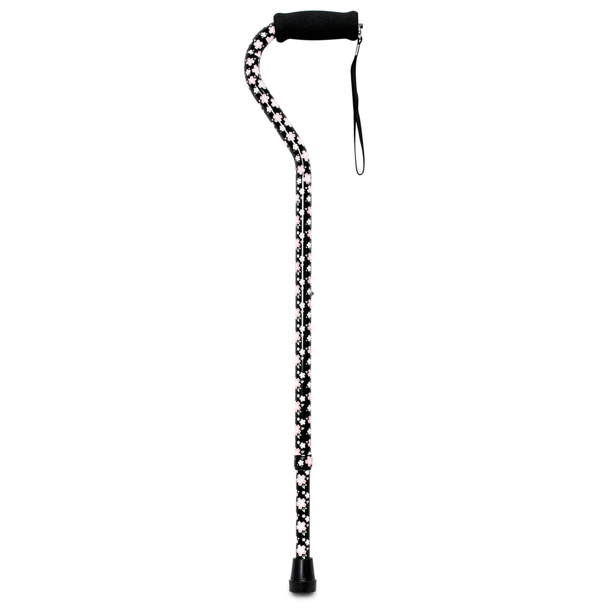 McKesson Offset Cane with Pink Floral Design, 30 to 39 Inch Height Adjustment, Part Number 146-RTL10303PF