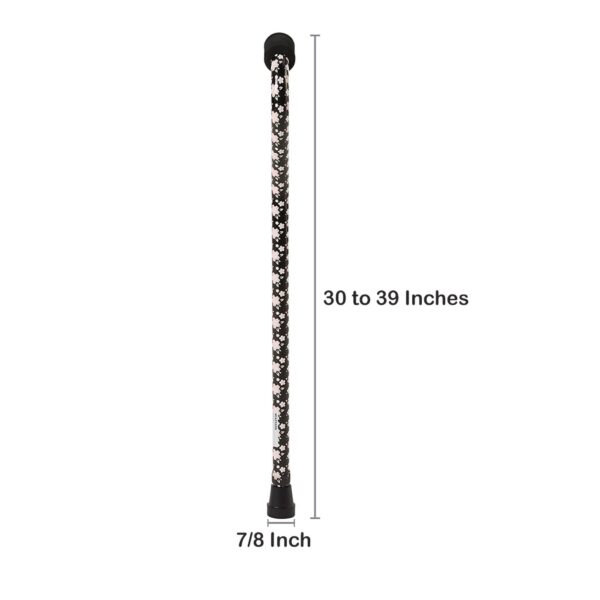 McKesson Offset Aluminum Cane with Pink Floral Design * Adjustable 30 to 39 Inches, Supports Up to 300 lbs - Image 4