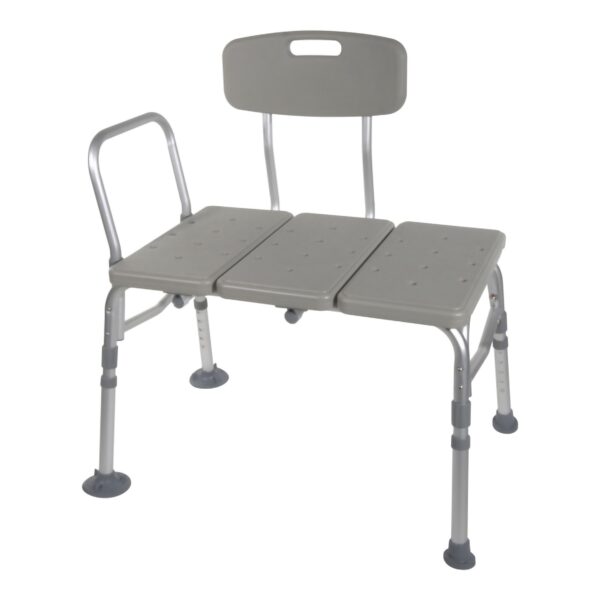 McKesson Knocked Down Bath Transfer Bench with Removable Arm Rail, 17.5 to 22.5 Inch Seat Height, 400 lb Capacity - Image 2