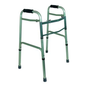 Medline Dual Release Folding Walker with Aluminum Frame - 250 lbs Capacity, Adjustable 32-38 Inch Height