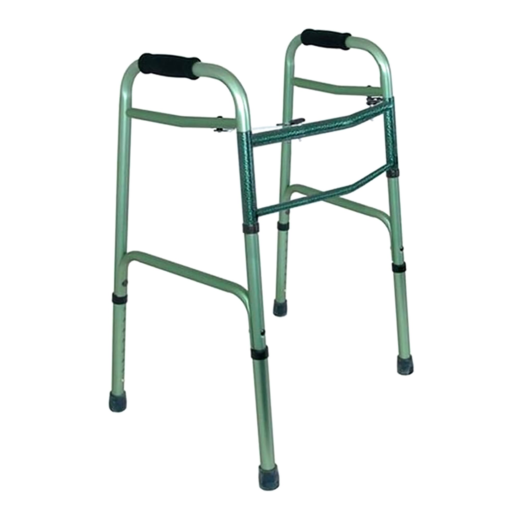 Medline Dual Release Folding Walker with Aluminum Frame - 250 lbs Capacity, Adjustable 32-38 Inch Height