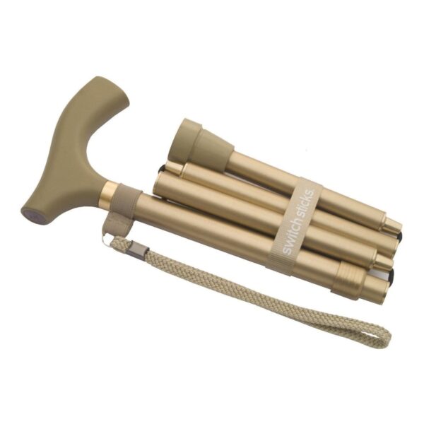 Graham-Field Folding Cane Switch Sticks Aluminum 32 to 37 Inch Height in Gold