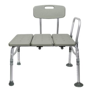 McKesson Knocked Down Bath Transfer Bench with Removable Arm Rail, 17.5 to 22.5 Inch Seat Height, 400 lb Capacity