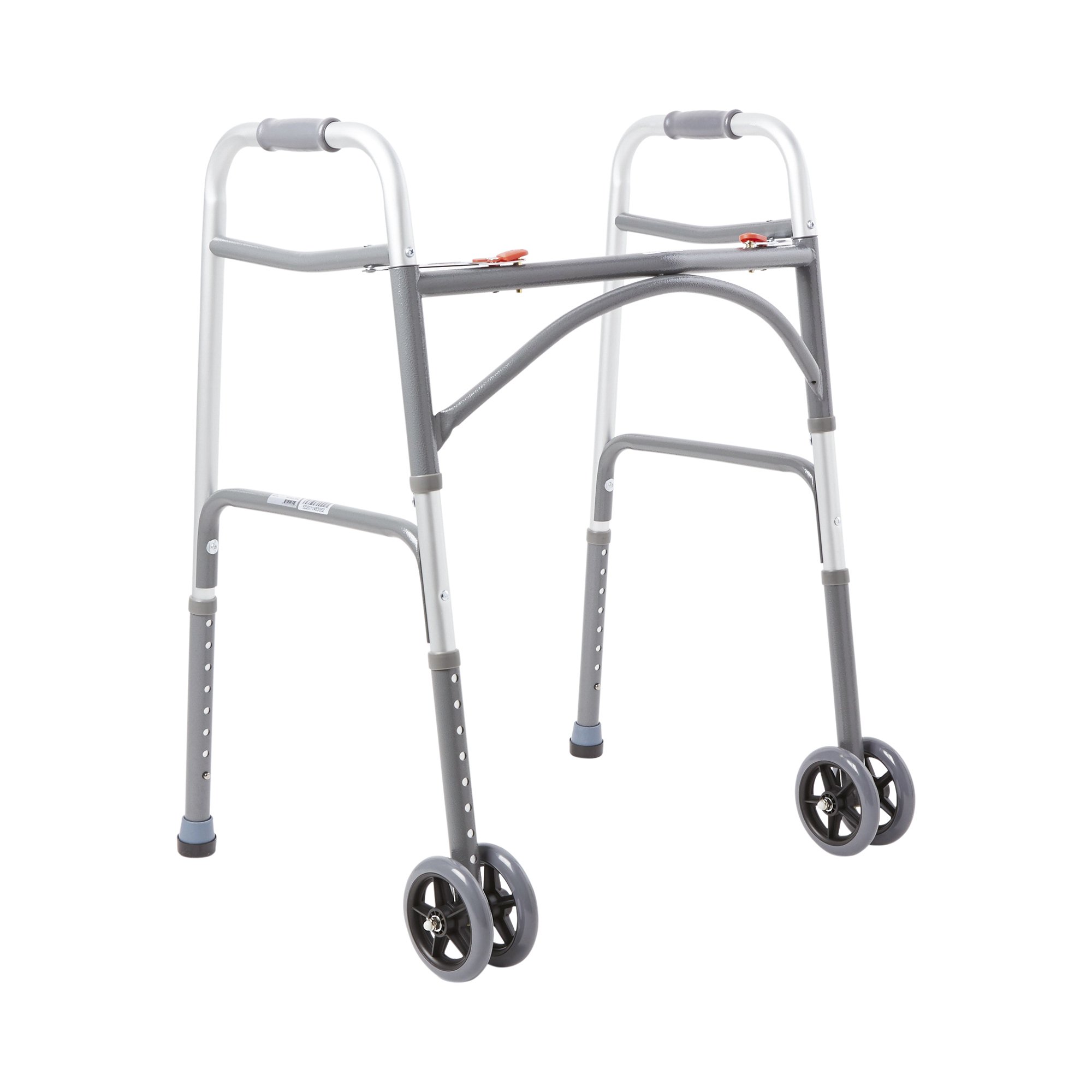 McKesson Steel Bariatric Folding Walker with Wheels * Adjustable Height, 500 lb Capacity
