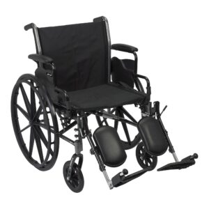 McKesson Lightweight Wheelchair with Dual Axle and Elevating Legrest * 20-Inch Seat Width, Black Upholstery, 300 lbs Capacity