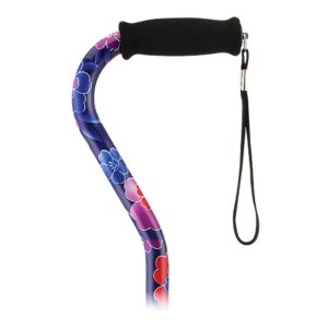 Nova Aluminum Offset Cane with Maui Flowers Print, 30 to 39 Inches Height - Reliable Support for Mobility