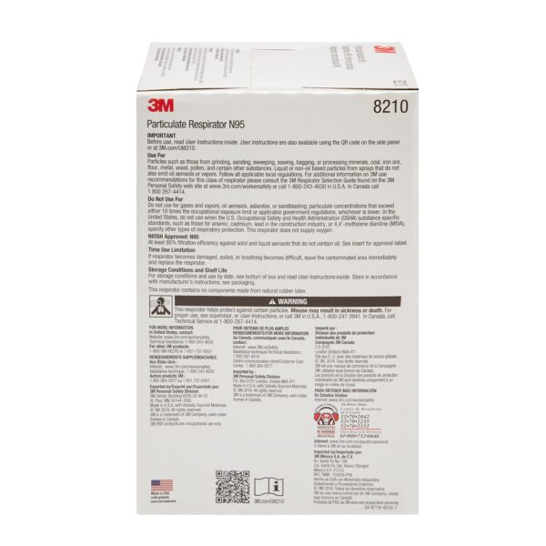 3M Particulate Respirator Mask 8210 N95 with Elastic Straps * Industrial Grade, One Size Fits Most - Image 5