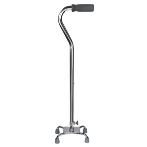 McKesson Small Base Quad Cane - Steel, Adjustable 30 to 39 Inches, Chrome Finish