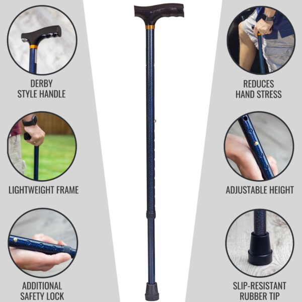 DMI T-Handle Cane with Adjustable Height and Blue Ice Design, Model 502-1351-9913 - Image 7