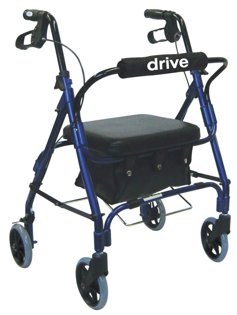 Drive 4 Wheel Rollator with Blue Aluminum Frame and Adjustable Handle - Part Number 301PSBN