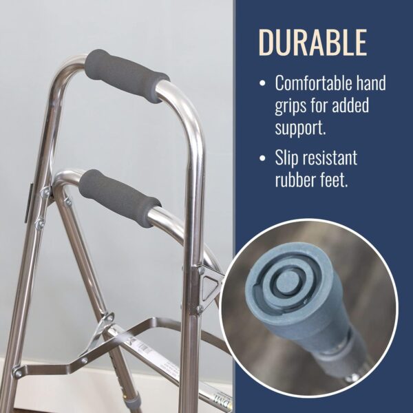DMI Hemi Aluminum Frame Side Step Folding Walker - Supports Up to 250 lbs, Adjustable Height 30 to 35 Inches - Image 7