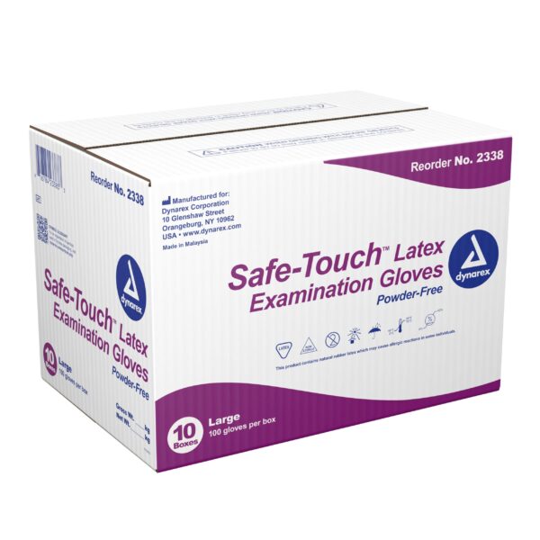 Safe-Touch™ Latex Exam Glove Large Ivory - Durable, Ambidextrous Medical Gloves with Textured Fingertips and Beaded Cuff - Image 2
