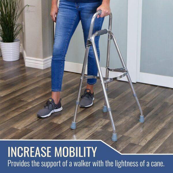 DMI Hemi Aluminum Frame Side Step Folding Walker - Supports Up to 250 lbs, Adjustable Height 30 to 35 Inches - Image 5