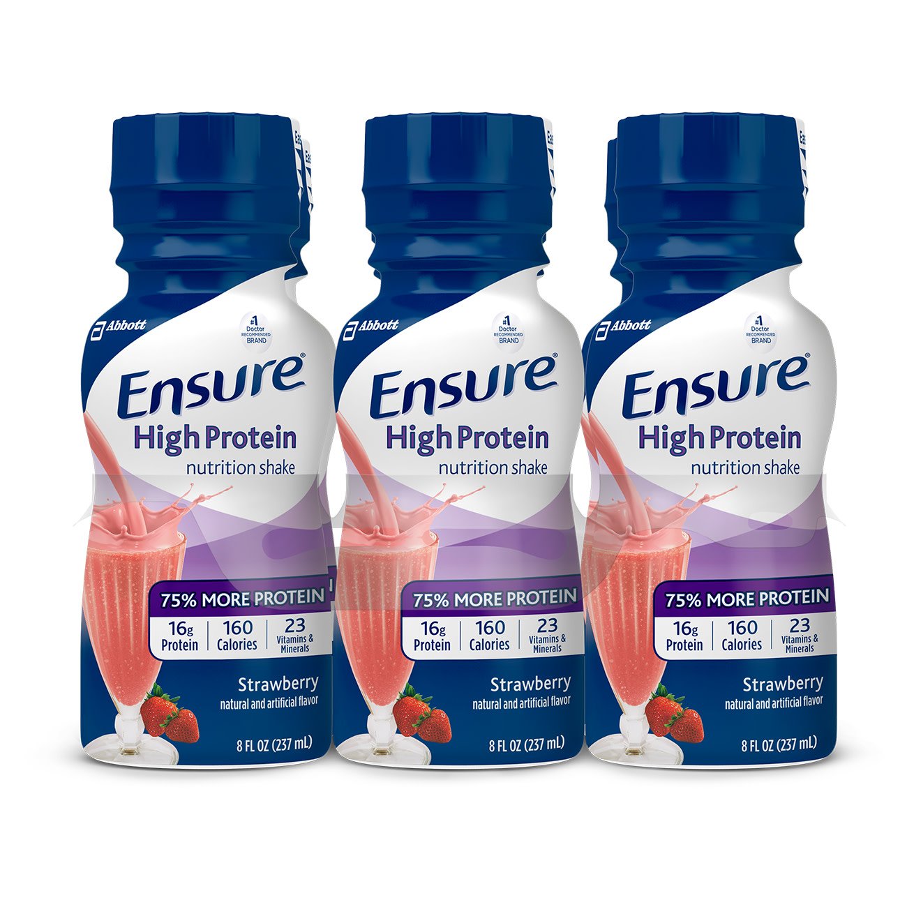 Ensure High Protein Strawberry Flavor Liquid Supplement - 8 oz. Bottle by NutriCare Part #66546