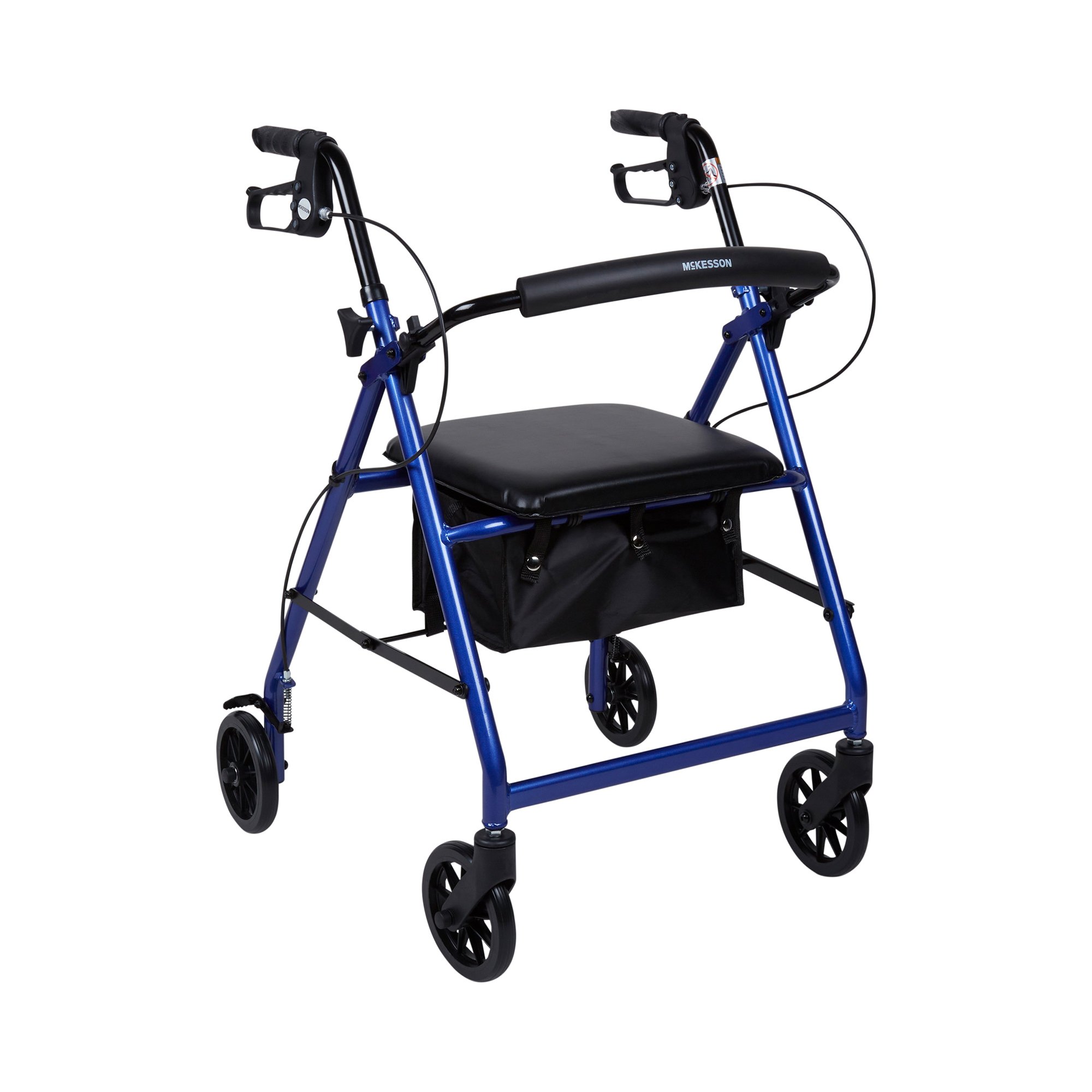 McKesson 4 Wheel Blue Rollator with Adjustable Height and Folding Aluminum Frame - Part #146-R726BL